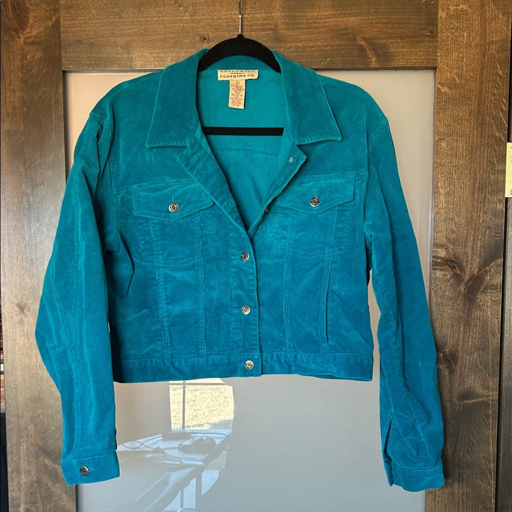 Vibrant Vintage Teal Corduroy Jacket - Women’s